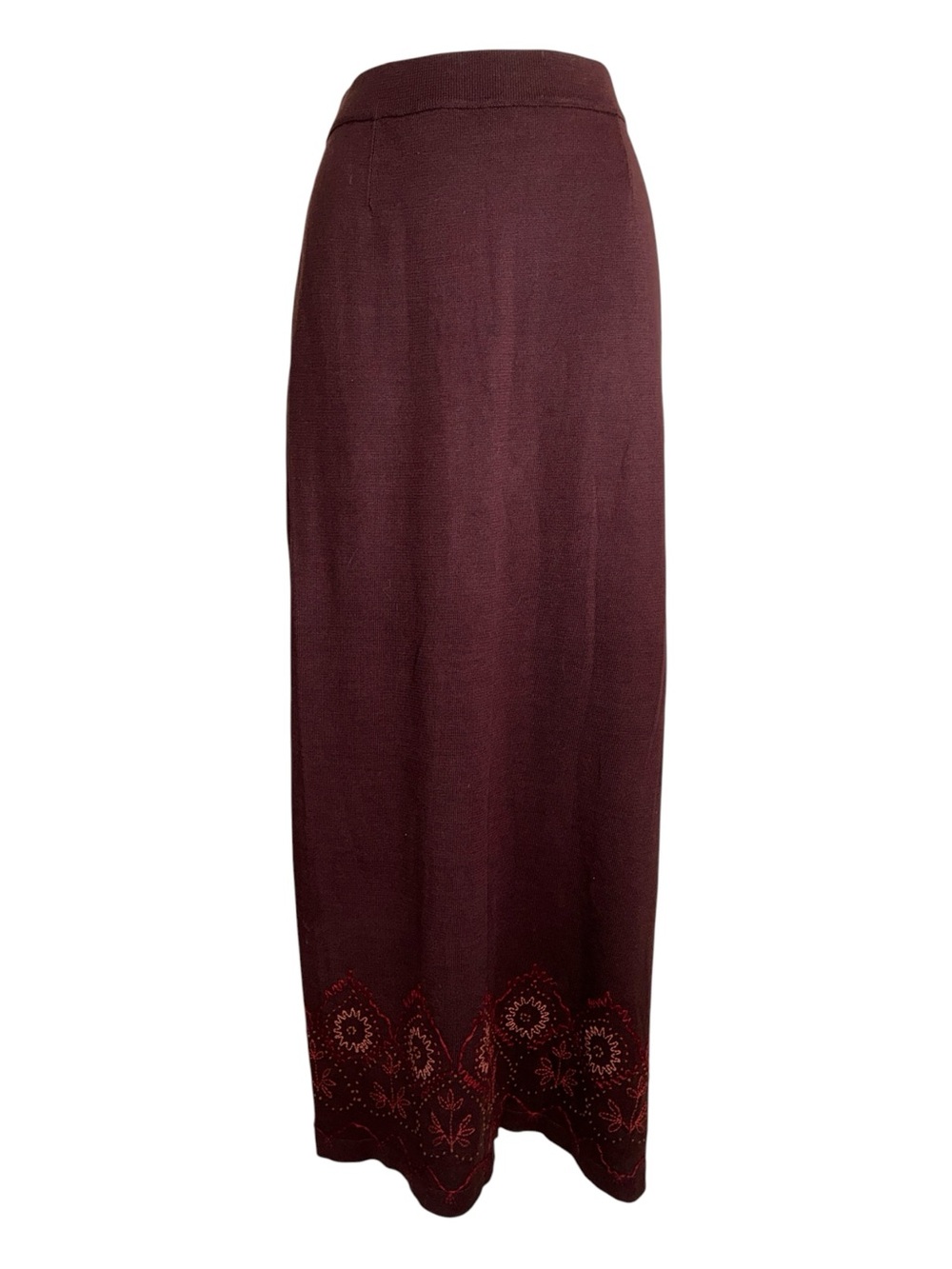 Peruvian Connection maxi Skirt Women's M, brown cotton, floral embroidery. EUC